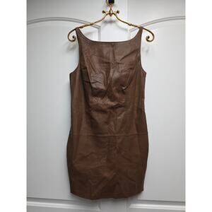 SUSANA MONACO 100% Brown Lamb Leather Sleeveless Dress Size 6